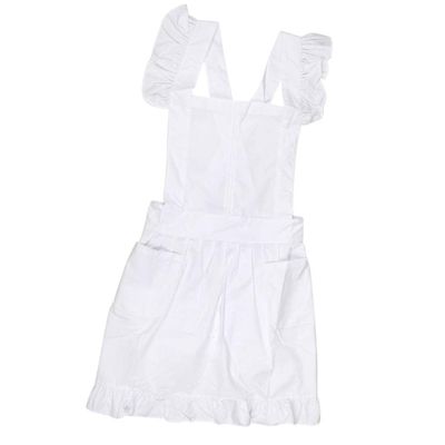 AAGAZA Style Pinafore Apron Maid Smock Costume Dress Ruffle Pockets Pink/, White, 95cm/1719