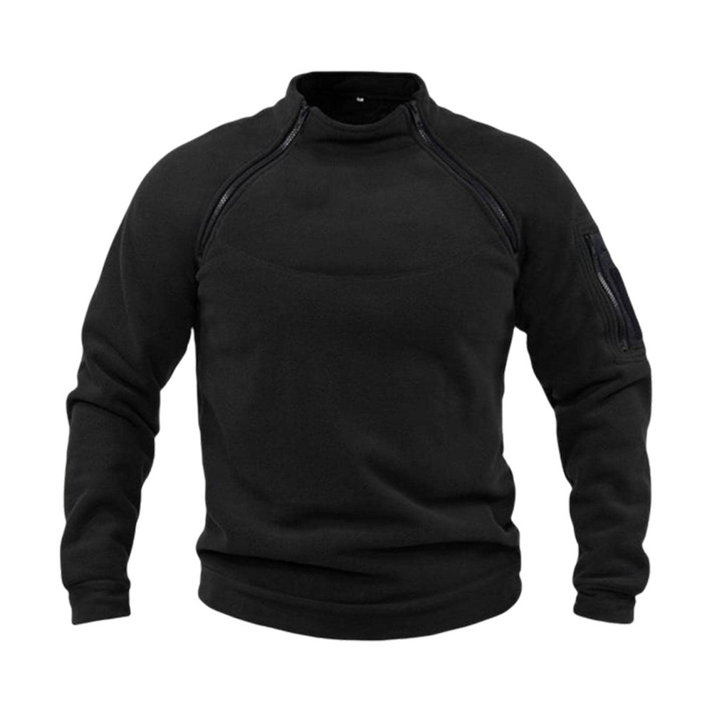 AAGAZA Outdoor Men Jacket, Winter Fashion Thermal Zipper Pullover Breathable Coat Clothing for Fishing Travel Cycling Hiking/1605 (Color : Black S)