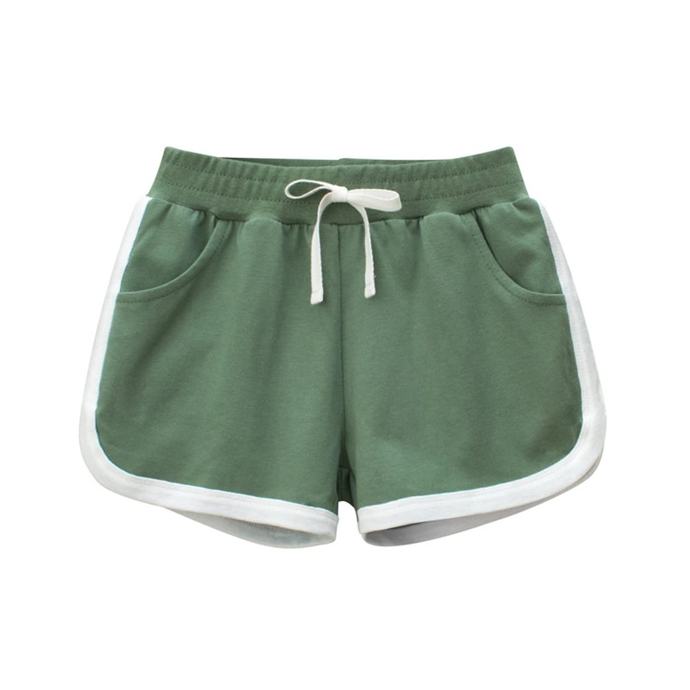 EISHOW Kids Summer Sports Jogger Shorts with Pockets Fashionable Soft Cotton Bottoms for Toddler Child Baby Girls Boys (Green,4T)