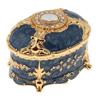 AAGAZA Crystal Enamel Oval Metal Vintage Jewelry Box Gift Ears Storage Box, Blue/1517 view 1