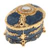AAGAZA Crystal Enamel Oval Metal Vintage Jewelry Box Gift Ears Storage Box, Blue/1517 view 4