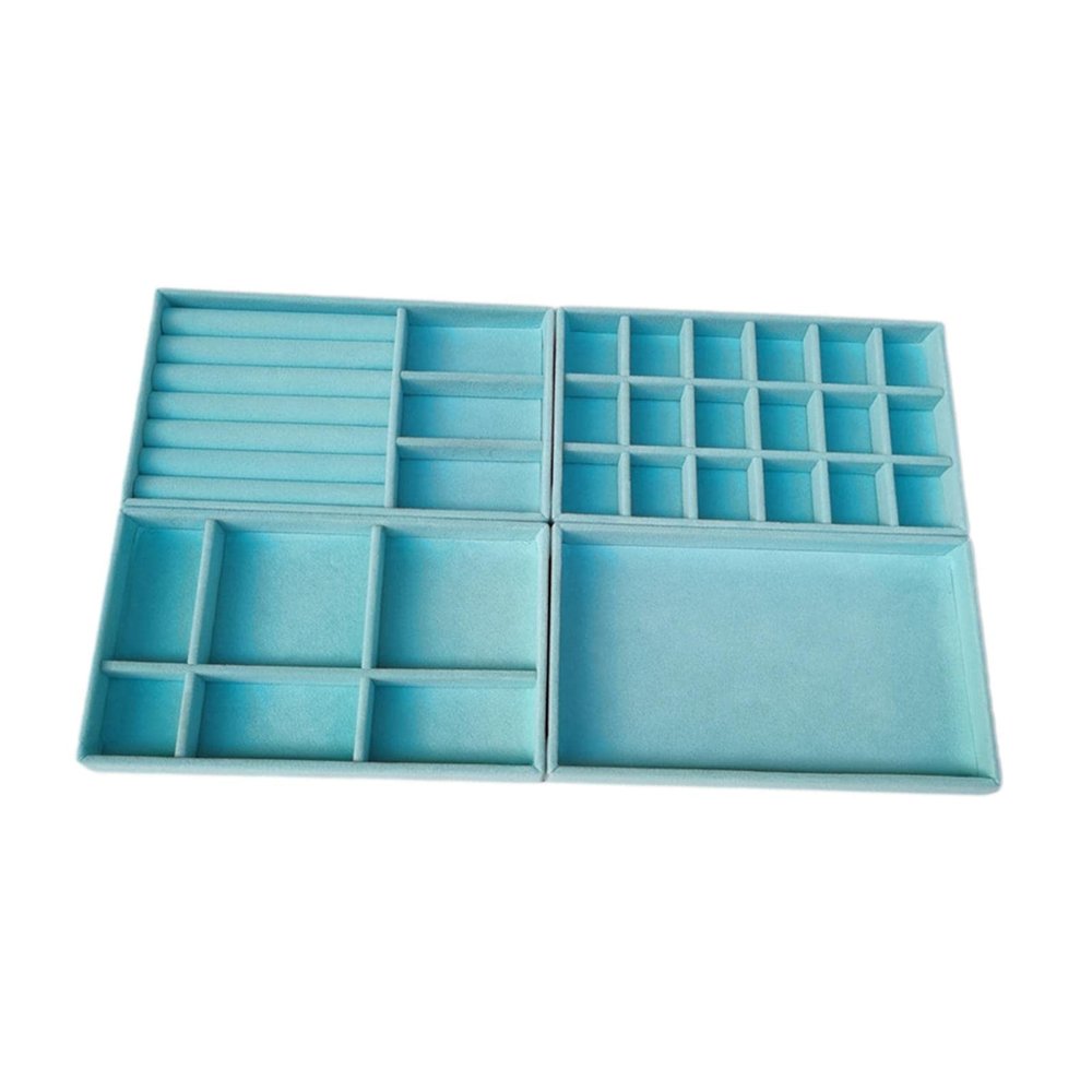 AAGAZA 4Pcs Jewelry Trays Organizer Multipurpose Brithday Gift Showcase Container for Brooch, Blue/1782