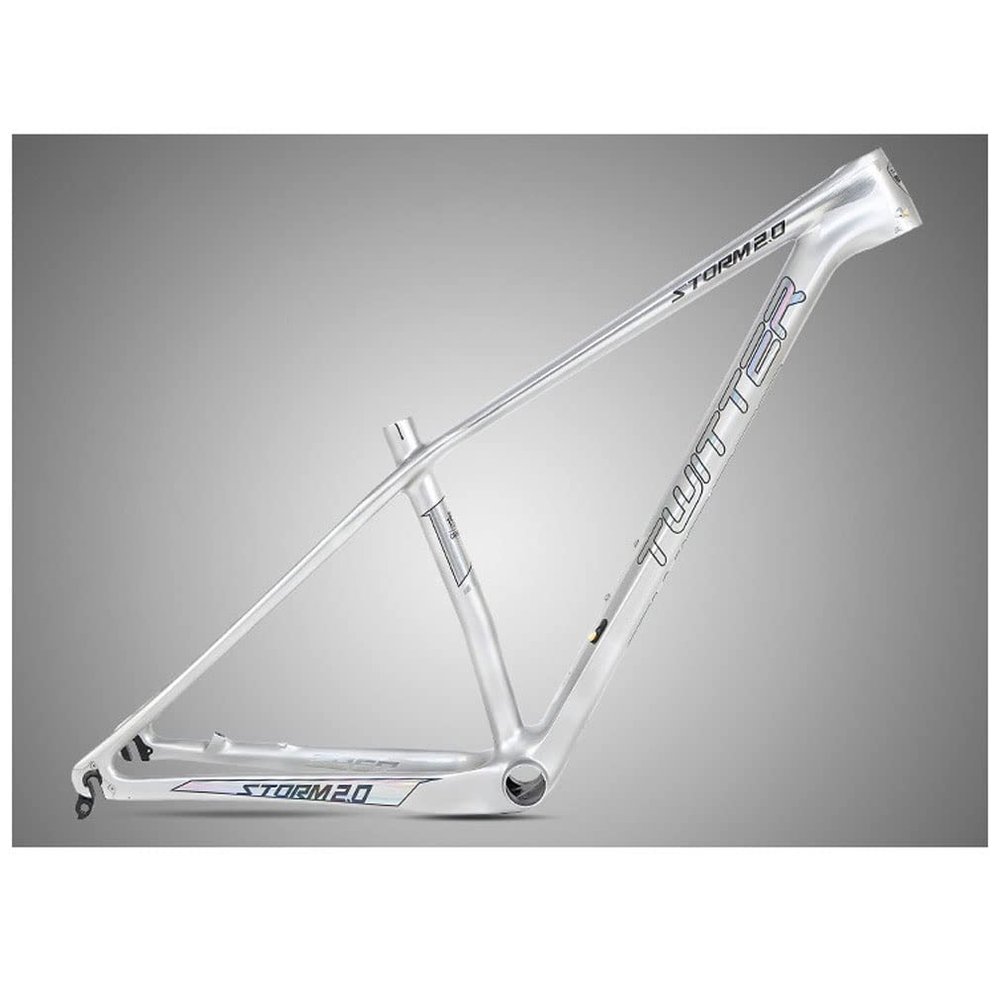 HIMALO 27.5er 29er Mountain Bike Frame 15''/17''/19'' XC Hardtail Bike Carbon Fiber Frame QR 135mm Disc Brake Frame Internal Routing (Color : Silver, Size : 27.5 * 15'')