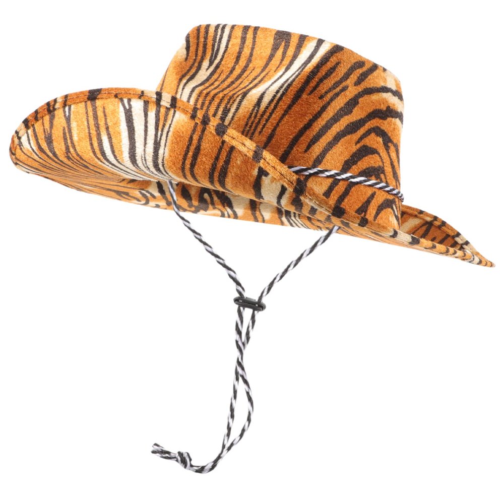 ABOOFAN Halloween Decor Tiger Print Hat Fun Animal Hat Jazz Western Party Wide Sun Fishing Bucket Dress Up Costume Accessories Halloween Decorations