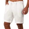 RTRDE Mens Shorts Casual, Cotton Men Pantalonetas De Hombre Work Shorts for 9 Inch Fashion Linen Casual Pants Buttons Lacing Waist Pockets Short Pants Shorts Casual Men's Khakis Khaki (XL, White) view 2