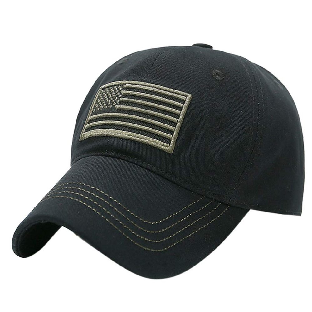 Mens and Womens USA Flag Patch Baseball Cap Unisex Casual Cap Outdoor All seasons Hats (Black, One Size)