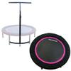 LEAPS & REBOUNDS 48" Adjustable Stability Bar Attachment with 48" Mini Fitness Trampoline and Home Gym Rebounder for Cardio Exercises, Pink