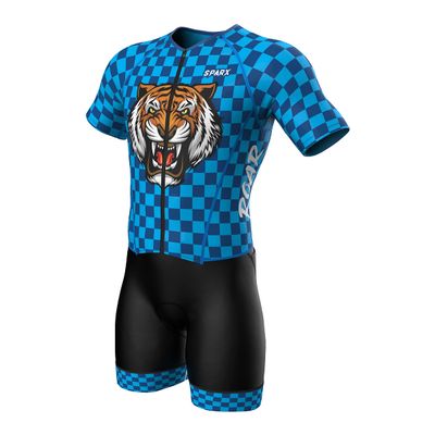 Sparx Mens Elite Aerosuit Triathlon Suit Mens Short Sleeve Tri Suit Skinsuit (Tiger, 3XL)
