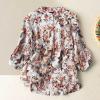 A1 White Floral Print Tops for Teen Girl Casual Spring Sofy Blouses Linen Dressy Holiday Tshirts Tee M view 2