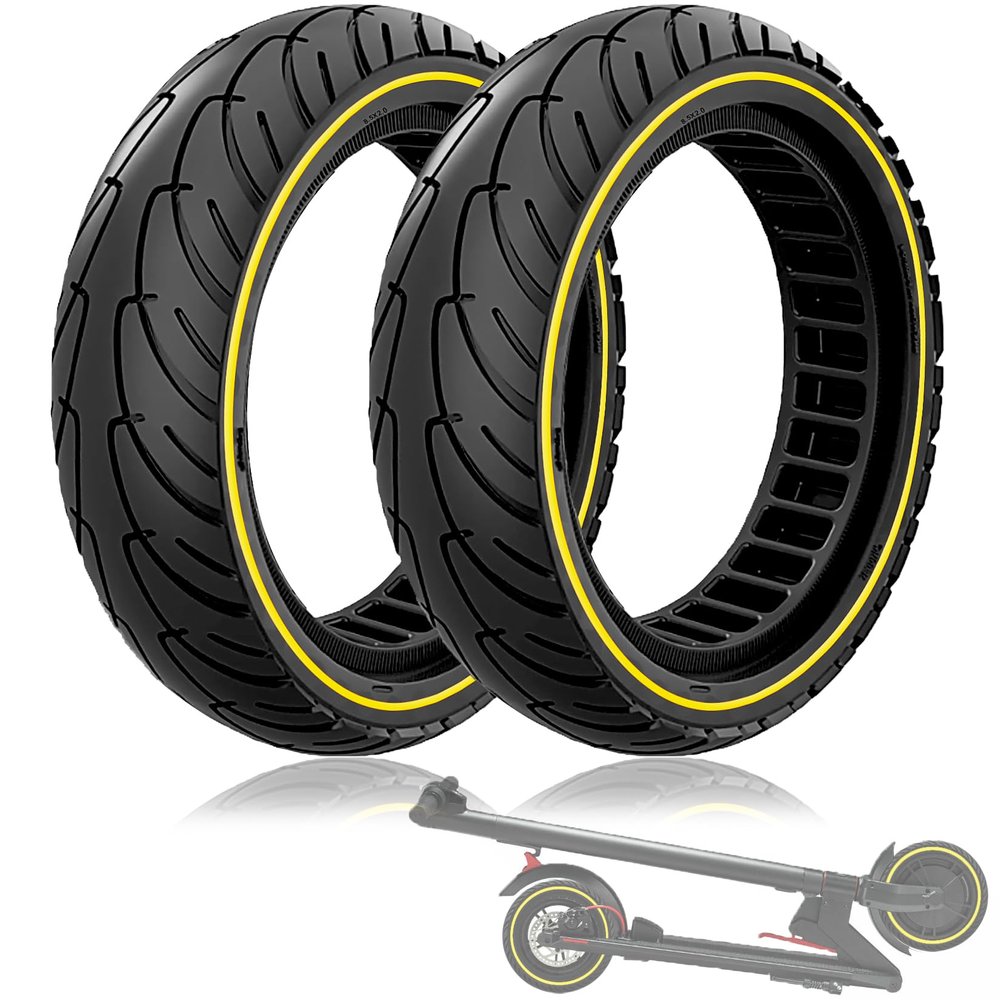 Felixstory 8.5x2.0 Scooter Tire, Fit for 50/75-6.1 8 1/2x2 Original, 8.5 Inch Fit for isinwheel S9 Pro VOLPAM SP06/SPT7/SP03 Electric Scooter Front Rear, Abrasion-Resistant, Yellow 2pcs
