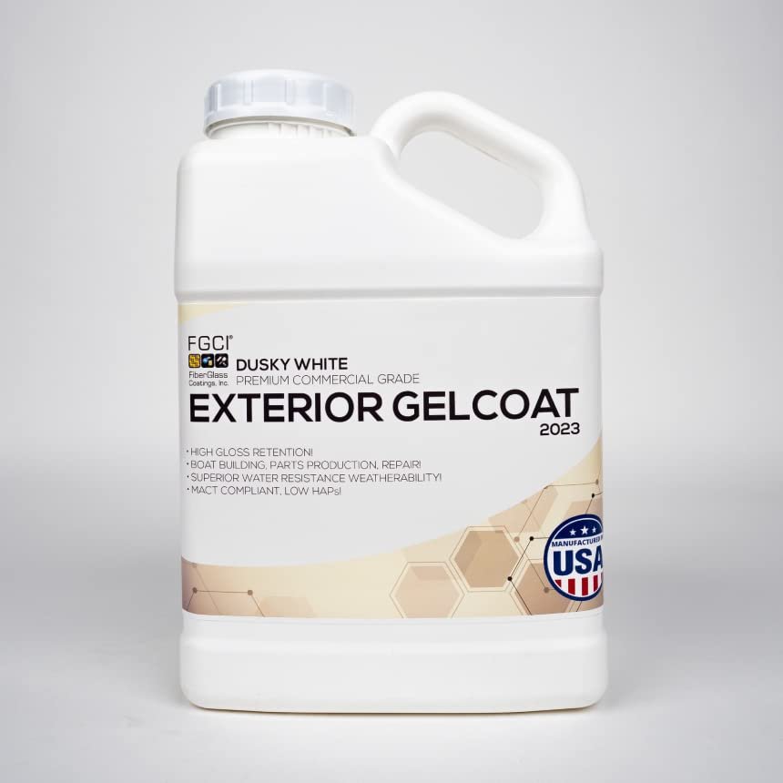 FGCI - 1 Gallon Marine Grade Gel Coat for Boat Building, RV Gel Coat, Restoration, Carbon Fiber Gel Coat, Fiberglass Repair, Patching, and Repair kit (Dusky White)
