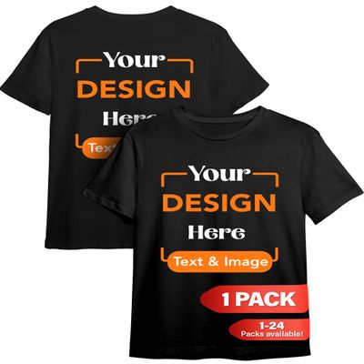 Custom T-Shirt - Personalized Tee Shirts for Men & Women - Customize Your Own US-Cotton Shirt with Front and Back Design add Your Image, Logo, Photo, Text - Tshirt in Black, Adult M, 1Pack