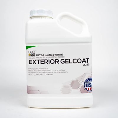 FGCI - 1 Gallon Marine Grade Gel Coat for Boat Building, RV Gel Coat, Restoration, Carbon Fiber, Fiberglass Repair, Patching, and Repair kit (Ultra Plus White)