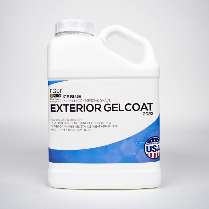 FGCI - 1 Gallon Marine Grade Gel Coat for Boat Building, RV Gel Coat, Restoration, Carbon Fiber Gel Coat, Fiberglass Repair, Patching, and Repair kit (Ice Blue)