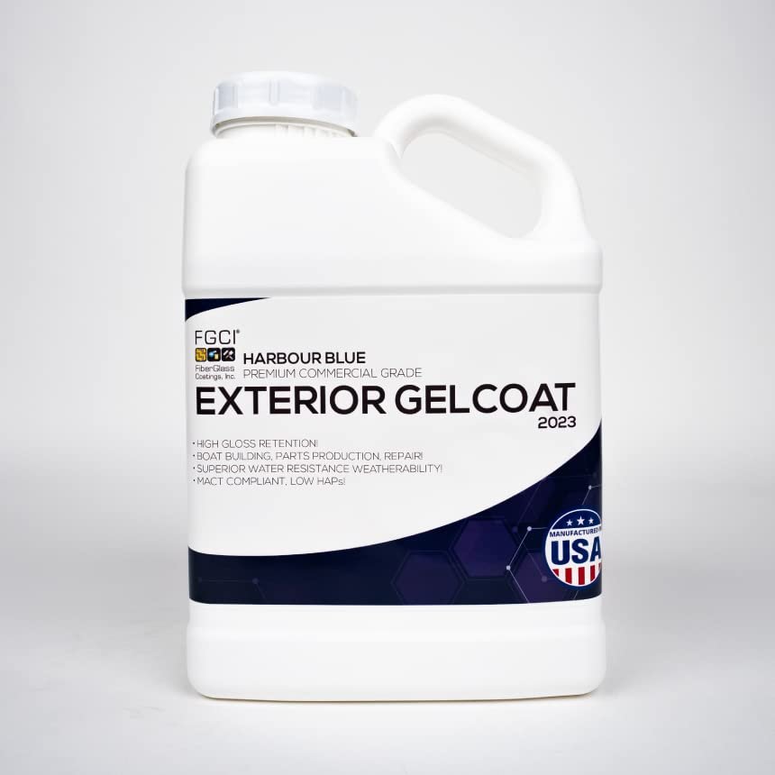 FGCI - 1 Gallon Marine Grade Gel Coat for Boat Building, RV Gel Coat, Restoration, Carbon Fiber Gel Coat, Fiberglass Repair, Patching, and Repair kit (Harbour Blue)