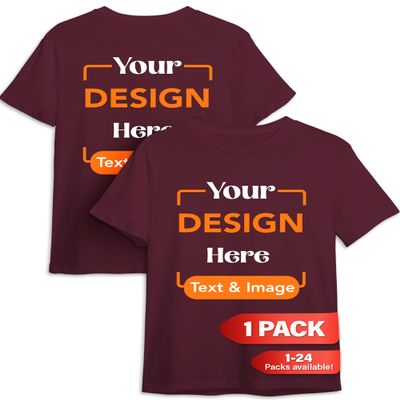 Custom T-Shirt - Personalized Tee Shirts for Men & Women - Customize Your Own US-Cotton Shirt with Front and Back Design add Your Image, Logo, Photo, Text - Tshirt in Maroon, Adult XL, 1Pack