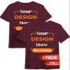Custom T-Shirt - Personalized Tee Shirts for Men & Women - Customize Your Own US-Cotton Shirt with Front and Back Design add Your Image, Logo, Photo, Text - Tshirt in Maroon, Adult XL, 1Pack view 1
