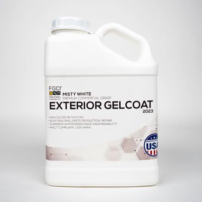 FGCI - 1 Gallon Marine Grade Gel Coat for Boat Building, RV Gel Coat, Restoration, Carbon Fiber Gel Coat, Fiberglass Repair, Patching, and Repair kit (Misty White)