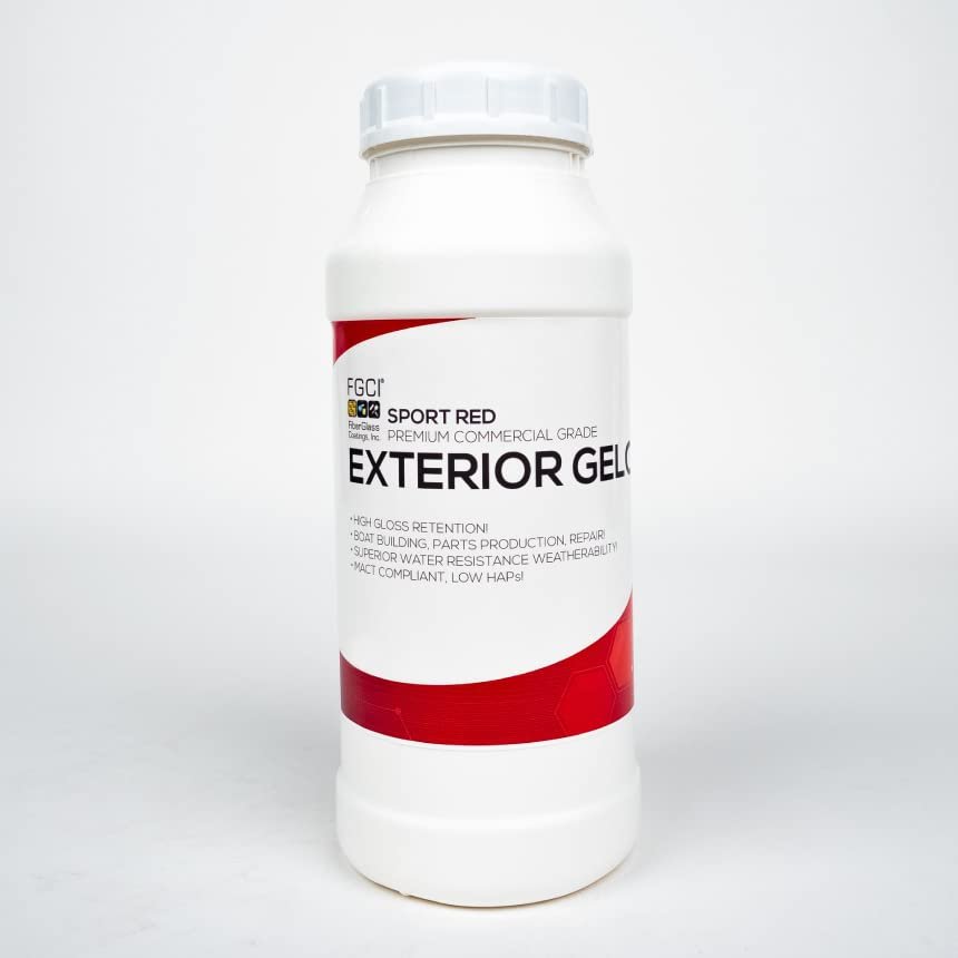 FGCI - Marine Grade Gel Coat for Boat Building, RV Gel Coat, Restoration, Carbon Fiber Gel Coat, Fiberglass Repair, Patching, Boat Painting Supplies and Repair kit (Sport Red, 1 Quart)