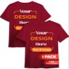 Custom T-Shirt - Personalized Tee Shirts for Men & Women - Customize Your Own US-Cotton Shirt with Front and Back Design add Your Image, Logo, Photo, Text - Tshirt in Cardinal, Adult 2XL, 1Pack view 1