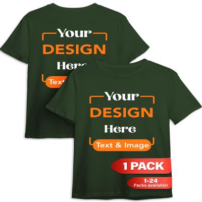 Custom T-Shirt - Personalized Tee Shirts for Men & Women - Customize Your Own US-Cotton Shirt with Front and Back Design add Your Image, Logo, Photo, Text - Tshirt in Forest, Adult 2XL, 1Pack