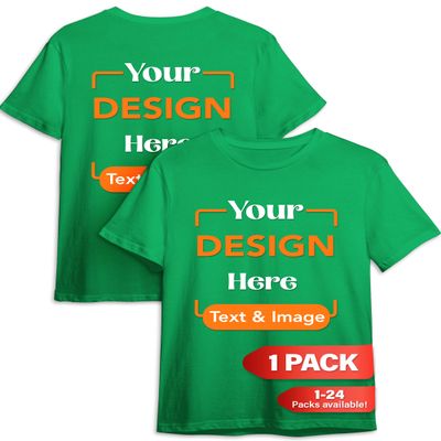 Custom T-Shirt - Personalized Tee Shirts for Men & Women - Customize Your Own US-Cotton Shirt with Front and Back Design add Your Image, Logo, Photo, Text - Tshirt in Irish Green, Adult XL, 1Pack