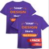 Custom T-Shirt - Personalized Tee Shirts for Men & Women - Customize Your Own US-Cotton Shirt with Front and Back Design add Your Image, Logo, Photo, Text - Tshirt in Purple, Adult L, 1Pack view 1