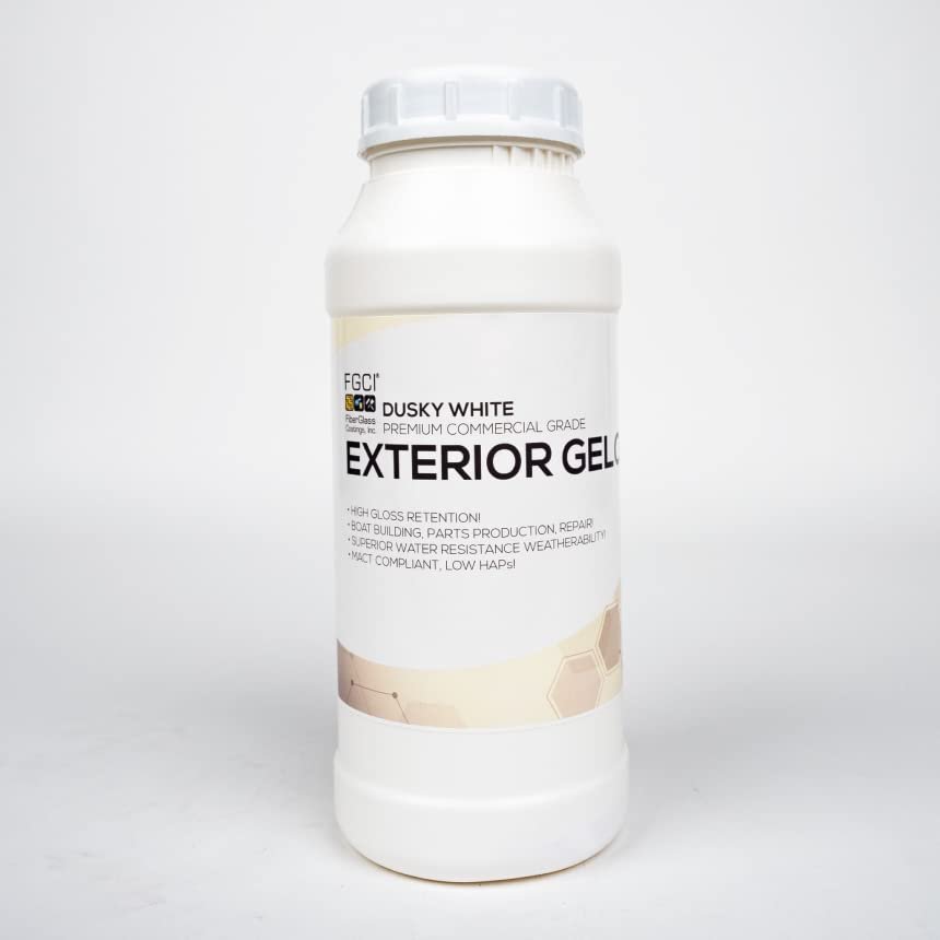FGCI - 1 Quart Marine Grade Gel Coat for Boat Building, RV Gel Coat, Restoration, Carbon Fiber Gel Coat, Fiberglass Repair, Patching, and Repair kit (Dusky White)