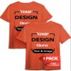 Custom T-Shirt - Personalized Tee Shirts for Men & Women - Customize Your Own US-Cotton Shirt with Front and Back Design add Your Image, Logo, Photo, Text - Tshirt in Orange, Adult XL, 1Pack view 1