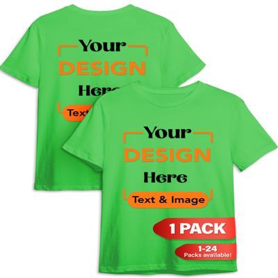 Custom T-Shirt - Personalized Tee Shirts for Men & Women - Customize Your Own US-Cotton Shirt with Front and Back Design add Your Image, Logo, Photo, Text - Tshirt in Electric Green, Adult XL, 1Pack