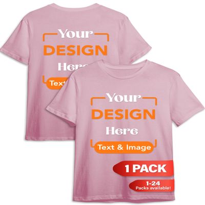 Custom T-Shirt - Personalized Tee Shirts for Men & Women - Customize Your Own US-Cotton Shirt with Front and Back Design add Your Image, Logo, Photo, Text - Tshirt in Light Pink, Adult L, 1Pack