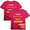 Custom T-Shirt - Personalized Tee Shirts for Men & Women - Customize Your Own US-Cotton Shirt with Front and Back Design add Your Image, Logo, Photo, Text - Tshirt in Heliconia, Adult L, 1Pack view 1