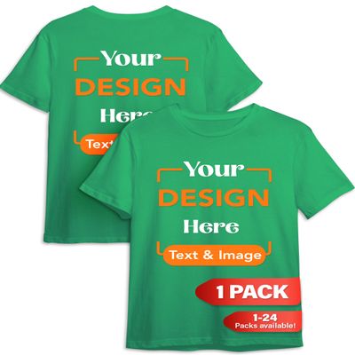 Custom T-Shirt - Personalized Tee Shirts for Men & Women - Customize Your Own US-Cotton Shirt with Front and Back Design add Your Image, Logo, Photo, Text - Tshirt in Turf Green, Adult L, 1Pack
