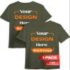 Custom T-Shirt - Personalized Tee Shirts for Men & Women - Customize Your Own US-Cotton Shirt with Front and Back Design add Your Image, Logo, Photo, Text - Tshirt in Military Green, Adult L, 1Pack view 1