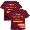 Custom T-Shirt - Personalized Tee Shirts for Men & Women - Customize Your Own US-Cotton Shirt with Front and Back Design add Your Image, Logo, Photo, Text - Tshirt in Garnet, Adult XL, 1Pack view 1