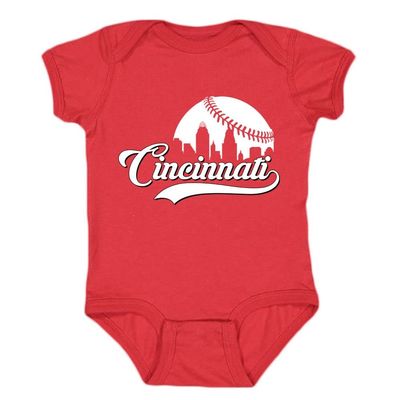 Cincinnati Skyline Kid's Baby Bodysuit for Baseball Fans (Red, 24M)