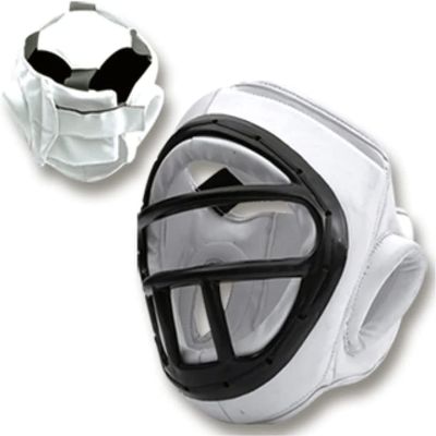 Essential Caged Headgear for Boxing MMA Muay Thai Karate Training Kids Adults (White, Small)
