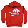 Xtreme Apparrel Cincinnati Baseball Skyline Kid's Fan Hoodie Sweatshirt (Red Hoodie, YS) view 1