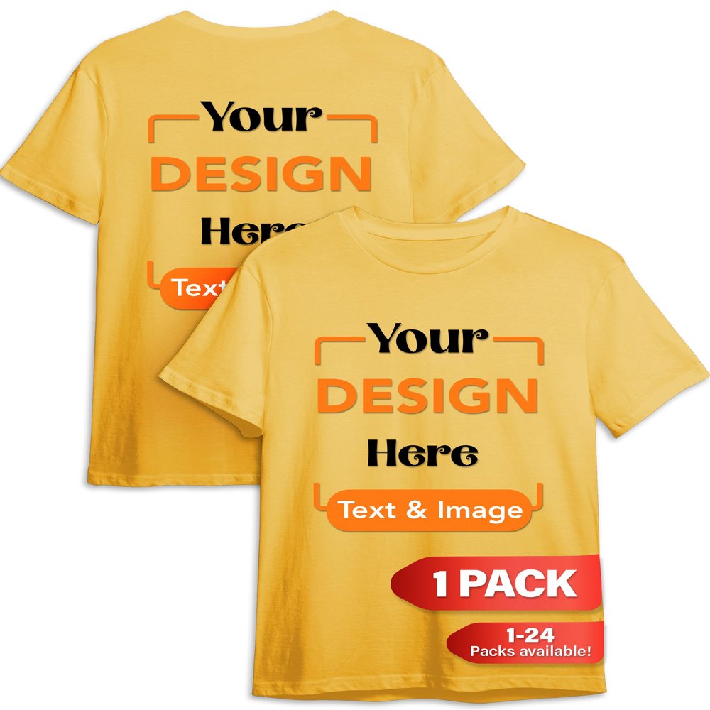 Custom T-Shirt - Personalized Tee Shirts for Men & Women - Customize Your Own US-Cotton Shirt with Front and Back Design add Your Image, Logo, Photo, Text - Tshirt in Daisy, Adult M, 1Pack