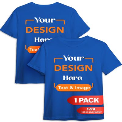 Custom T-Shirt - Personalized Tee Shirts for Men & Women - Customize Your Own US-Cotton Shirt with Front and Back Design add Your Image, Logo, Photo, Text - Tshirt in Royal, Adult L, 1Pack