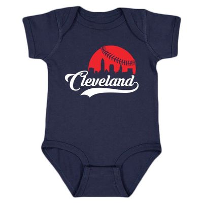 Xtreme Apparrel Cleveland Skyline Kid's Baby Bodysuit for Baseball Fans (Navy, 18M)