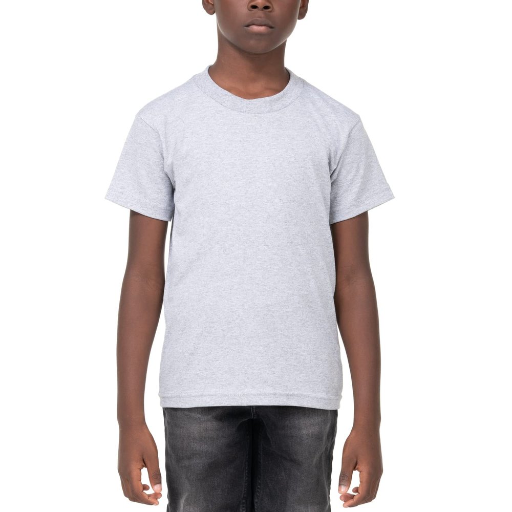 Pro Club Youth Short Sleeve Crew Neck T-Shirt, Heather Gray, Small