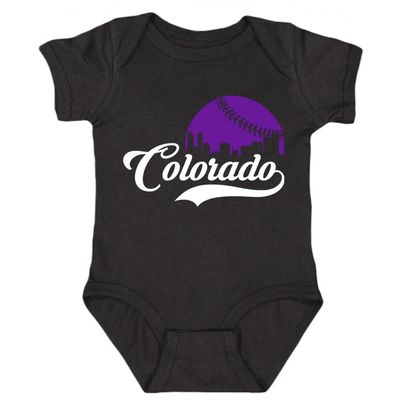 Xtreme Apparrel Colorado Skyline Kid's Baby Bodysuit for Baseball Fan (Black, 12M)
