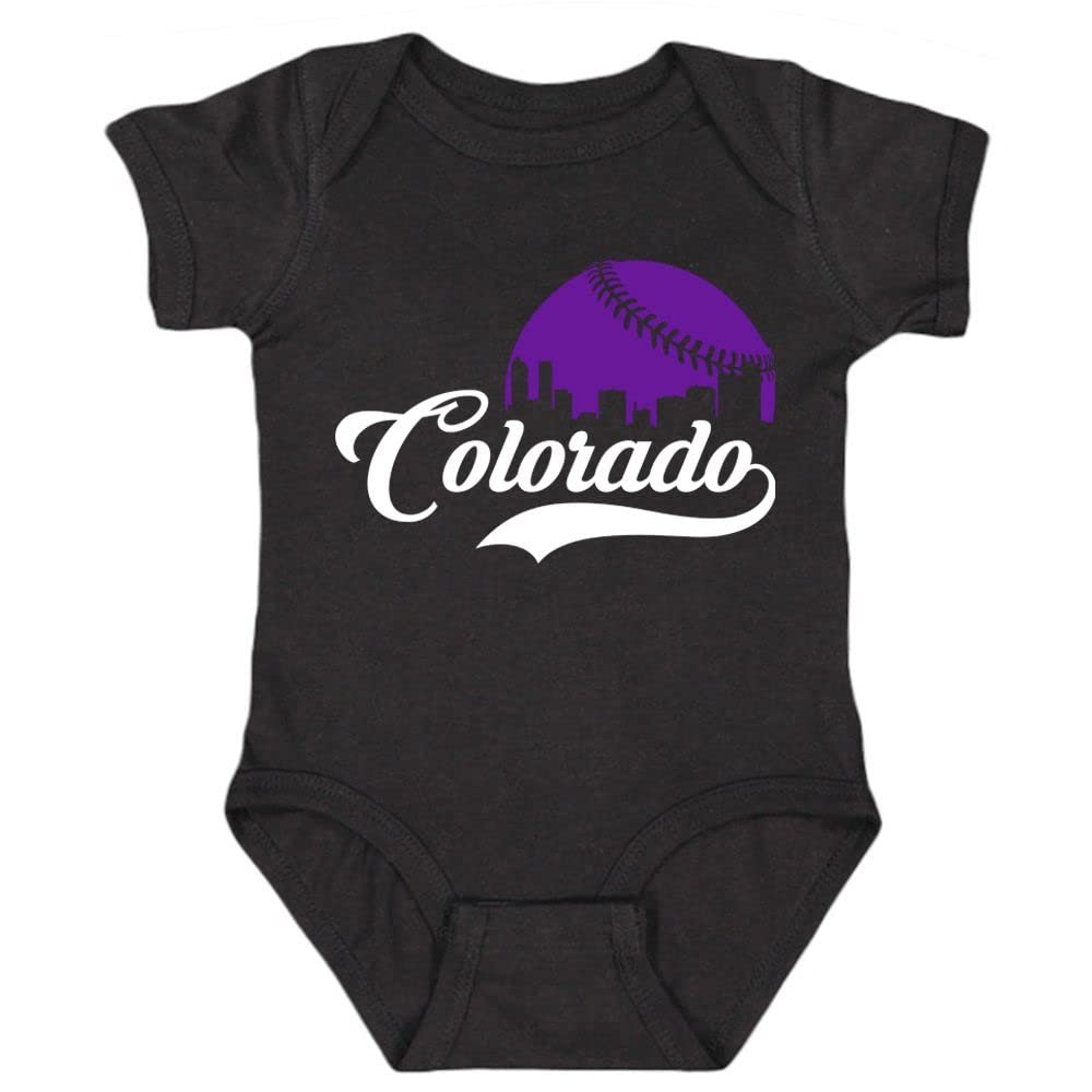 Xtreme Apparrel Colorado Skyline Kid's Baby Bodysuit for Baseball Fan (Black, 12M)