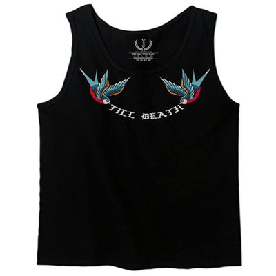 Till Death Bird Tattoed Cool Graphic Hipster Summer Men's Tank Top (Black, Small)