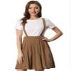 Allegra K Suspender Skirt for Women's Detachable Strap A-Line Bubble Skirt Small Brown view 1