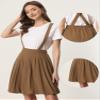 Allegra K Suspender Skirt for Women's Detachable Strap A-Line Bubble Skirt Small Brown view 2