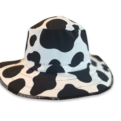 Swimlids Funky Bucket Hats for Men, Women, Kids & Baby - UPF 50+ Sun Protection Boonie Hats - Nylon & Spandex, Cow, Large