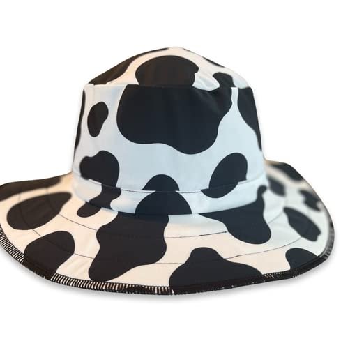 Swimlids Funky Bucket Hats for Men, Women, Kids & Baby - UPF 50+ Sun Protection Boonie Hats - Nylon & Spandex, Cow, Large