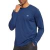 Mens UPF 50+ Lightweight Long Sleeve Casual T-Shirt Quick Dry UV Sun Protection for Outdoor Beach Hiking Fishing Exercise Dark Blue view 1